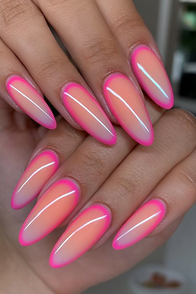 Orange aura Leo nails