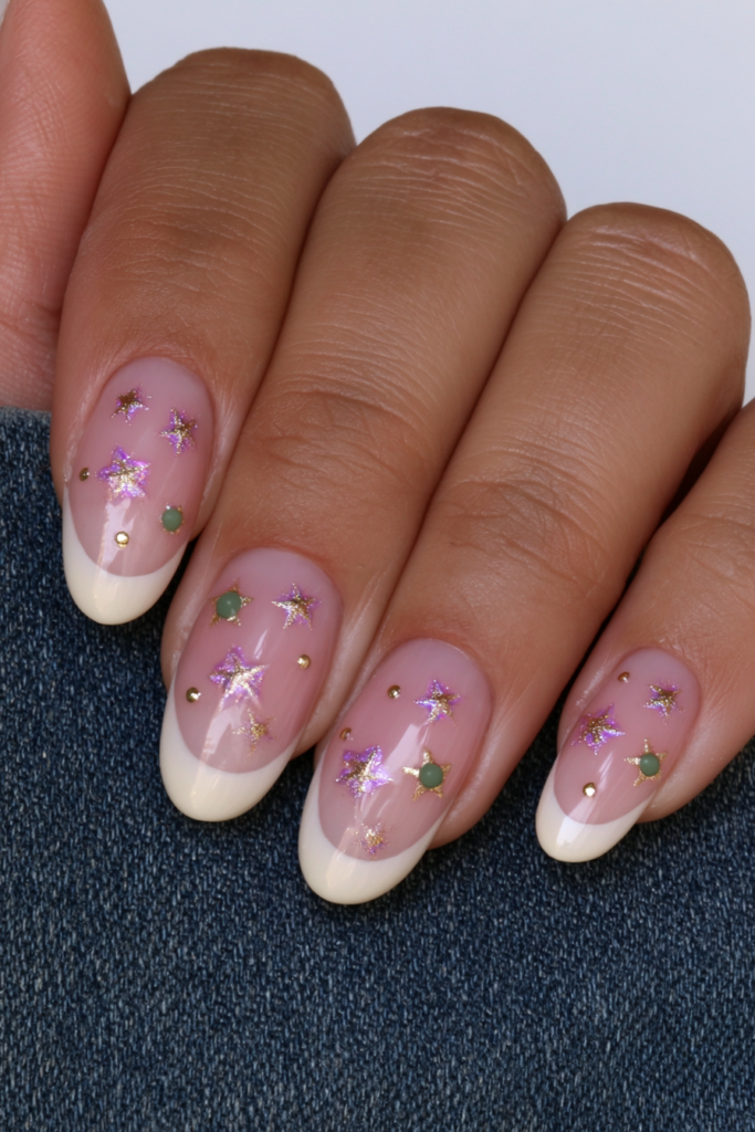 Peridot almond birthstone nails