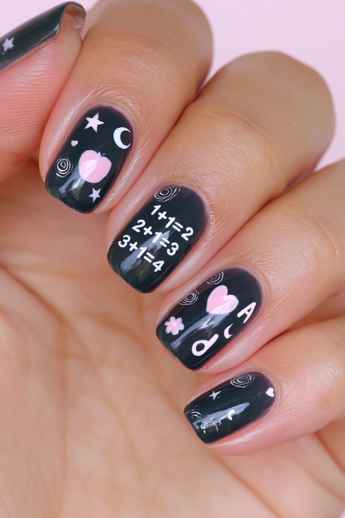 22 Back to School Nails for Teachers That Are Professional 7 Chalkboard nail art for teachers