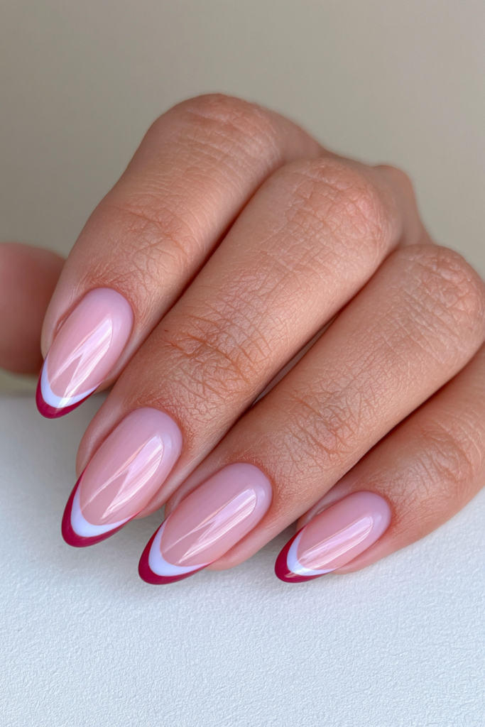Red French tips with chrome