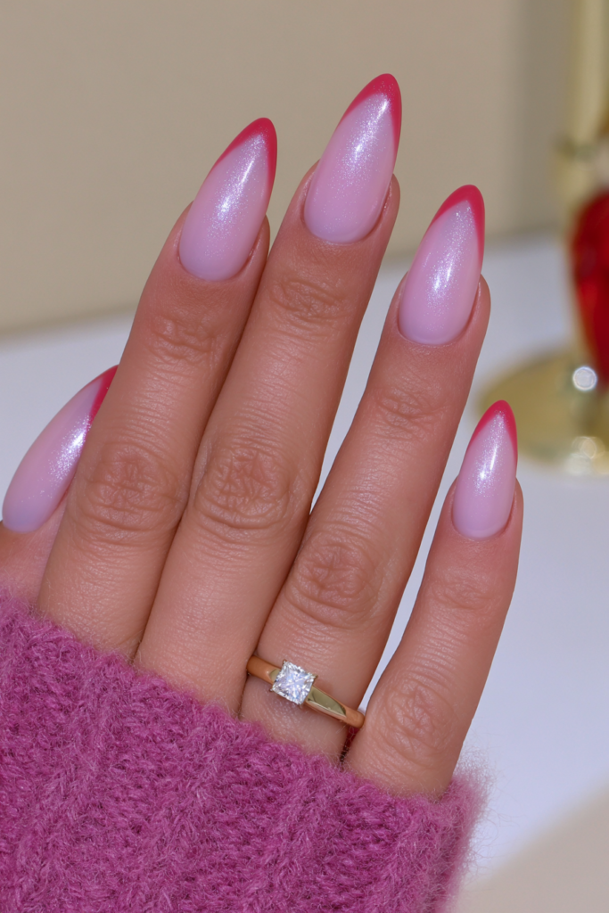 Chrome pink statement nails