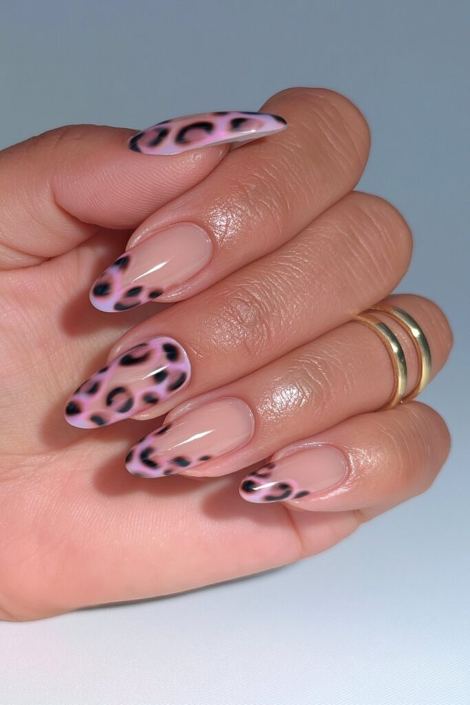 Amber caramel polka dot nails