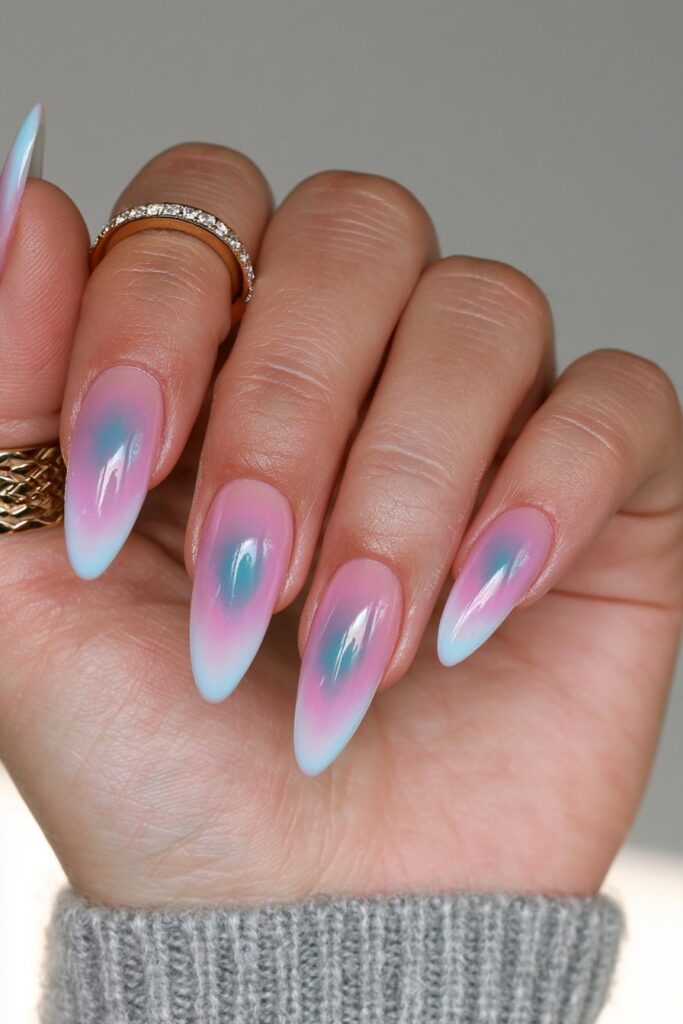 22 Blue Jelly Nail Designs for a Sheer, Glassy Manicure 14 Blue jelly aura nails