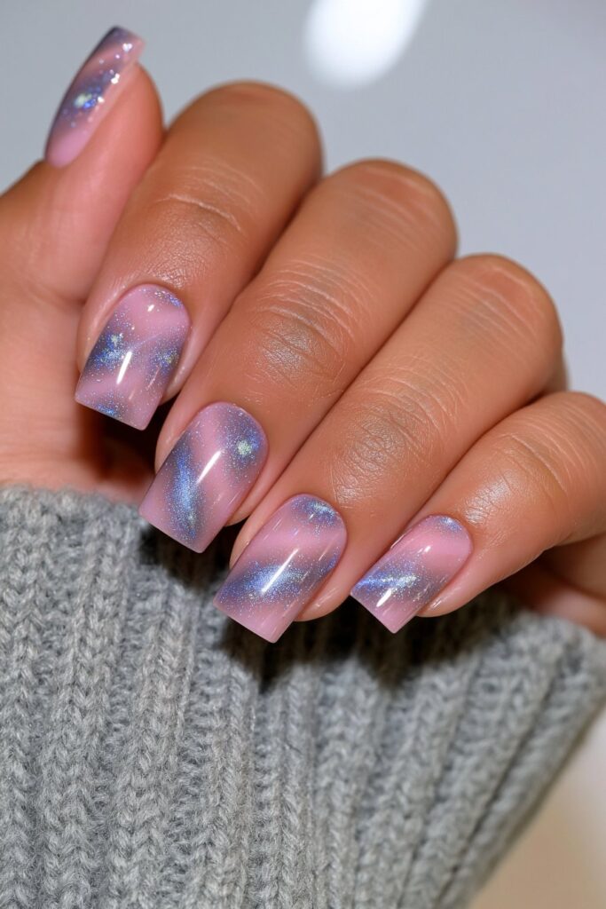 22 Blue Jelly Nail Designs for a Sheer, Glassy Manicure 8 Blue jelly marble nails