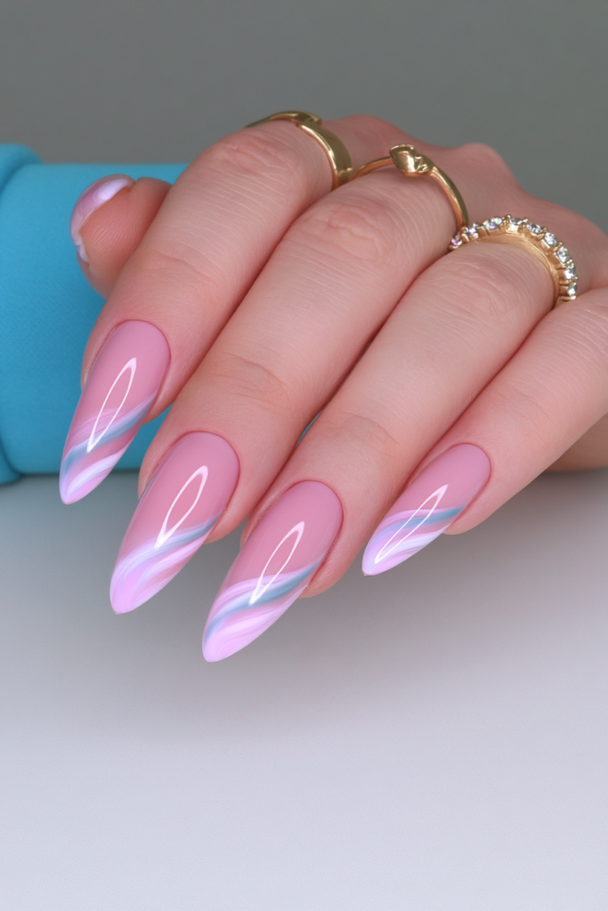22 Blue Jelly Nail Designs for a Sheer, Glassy Manicure 21 Blue jelly negative space nails