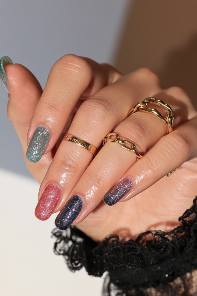 22 Blue Jelly Nail Designs for a Sheer, Glassy Manicure 16 Blue jelly skittle nails