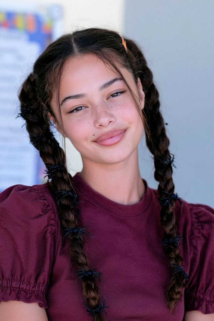 Braided pigtails with spider rings