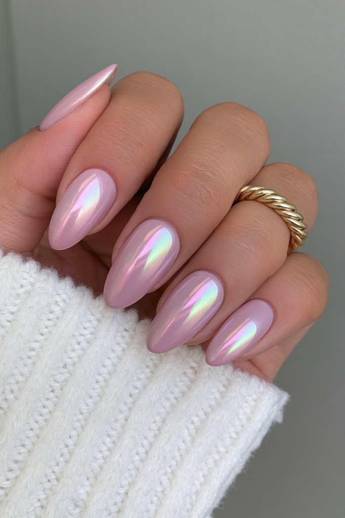 Bronze Chrome Almond Nails