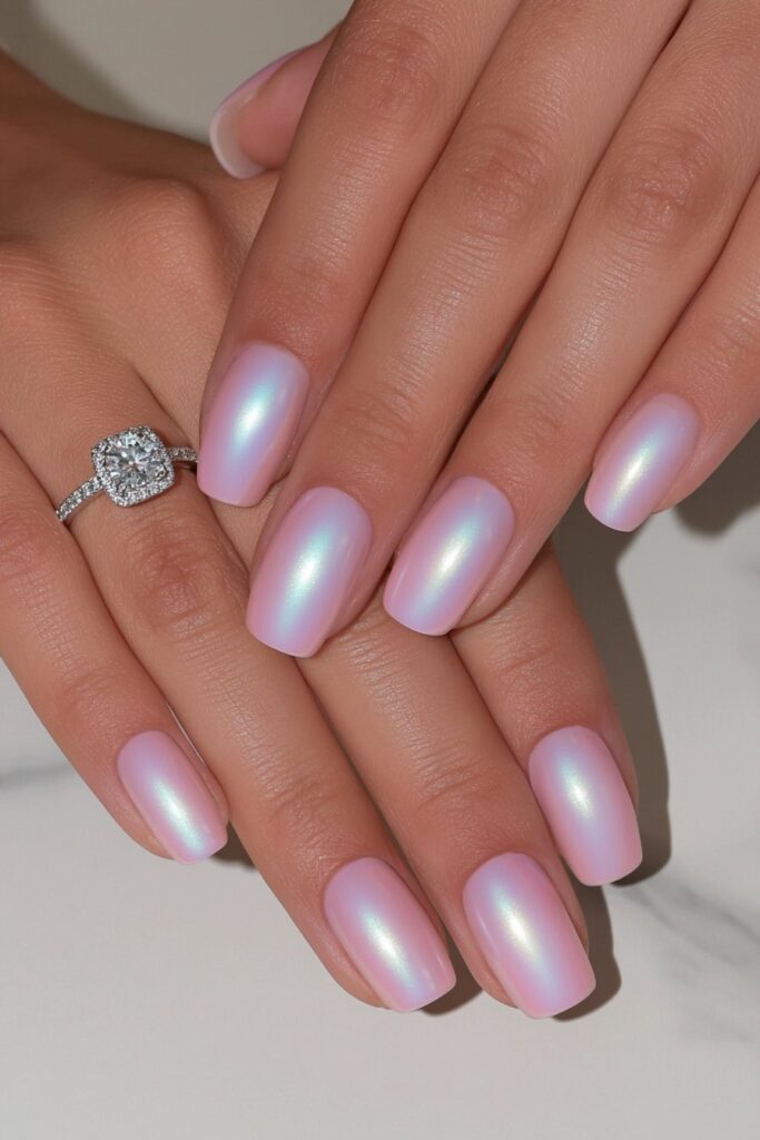 Bubble bath glazed chrome nails