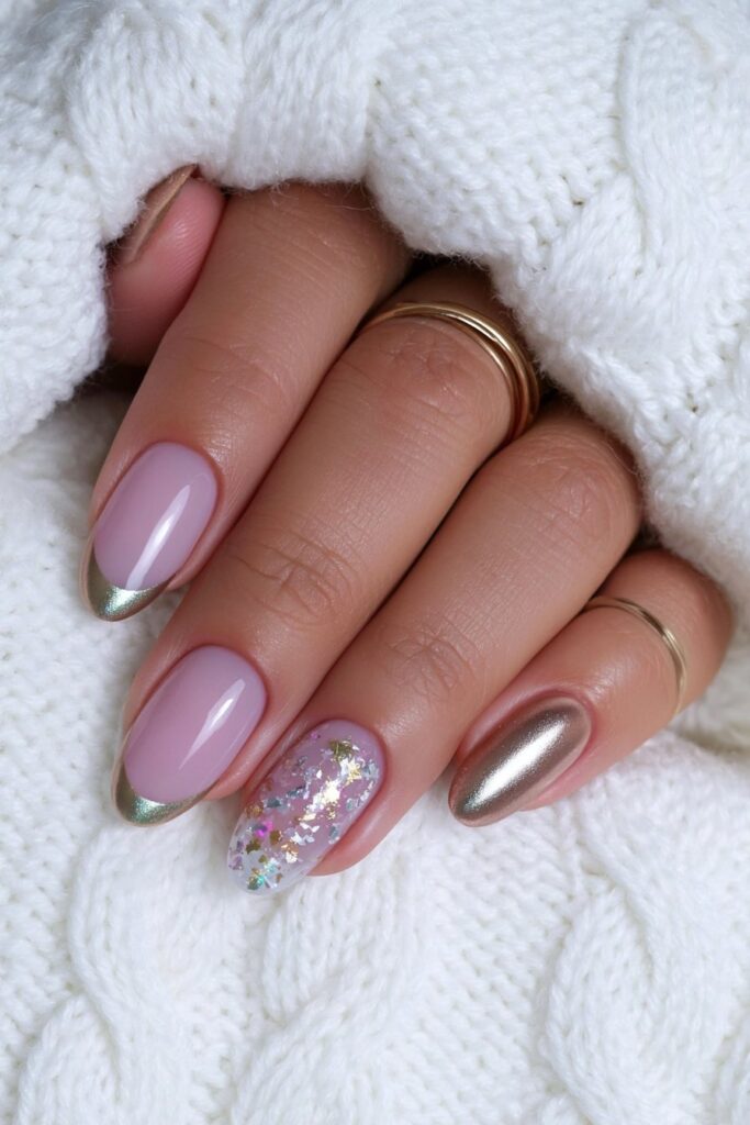 Bubble bath gold foil nails