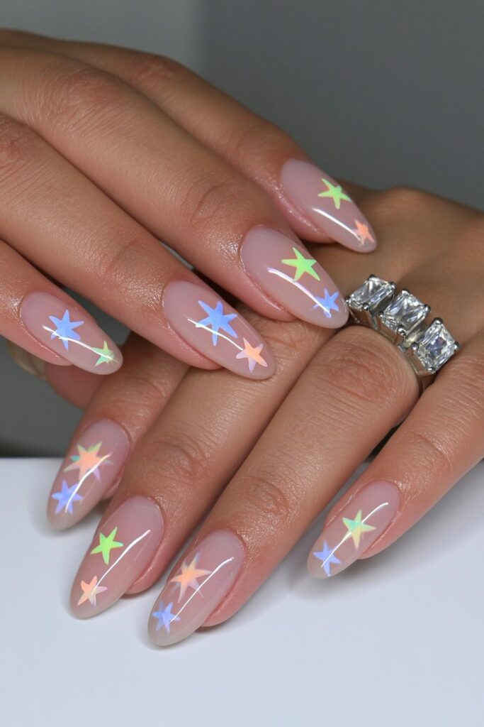 Bubble bath star accent nails