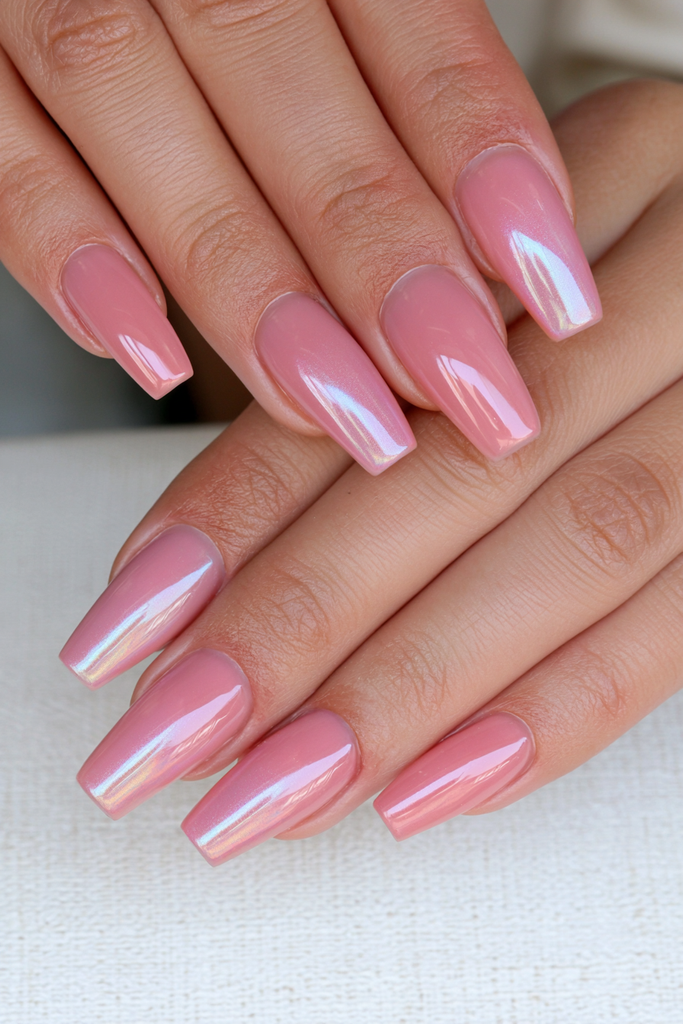 Glossy cranberry red solid nails for elegant Thanksgiving style