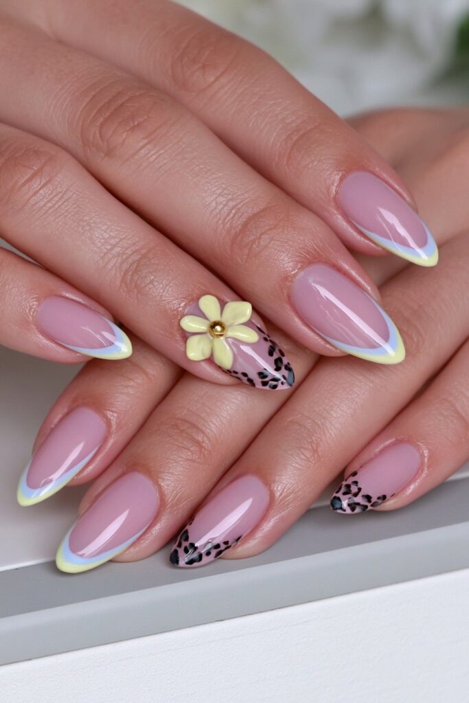 22 Butter Yellow Nail Ideas for the Prettiest Manicure 13 Butter yellow animal print nails