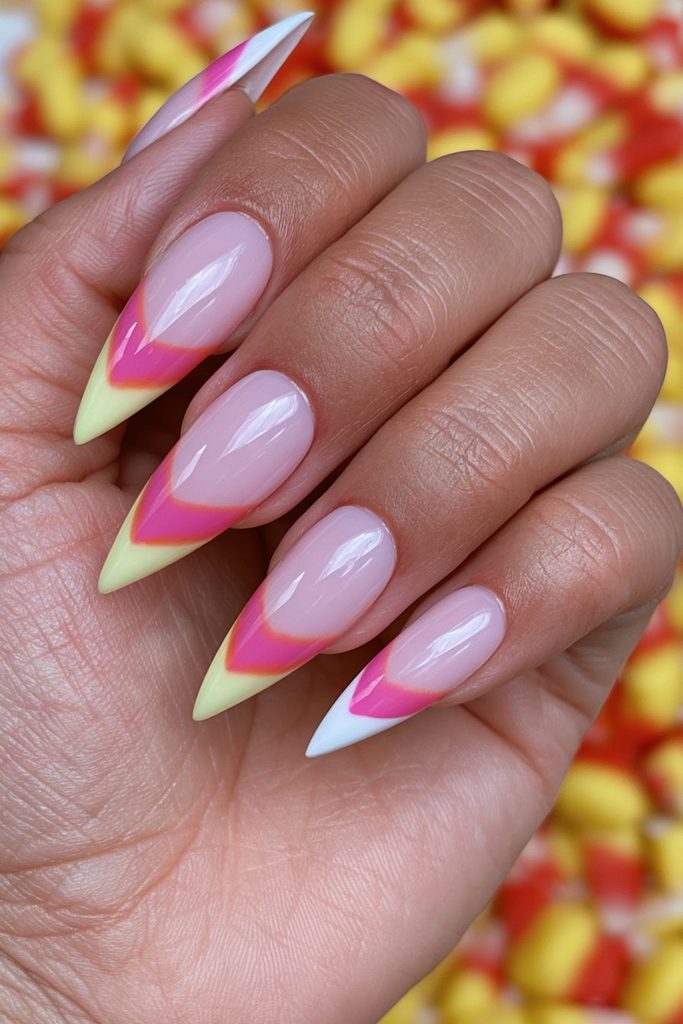 25 Almond Halloween Nails That Are Spooky, Not Over-the-Top 13 Candy corn French tip almond nails