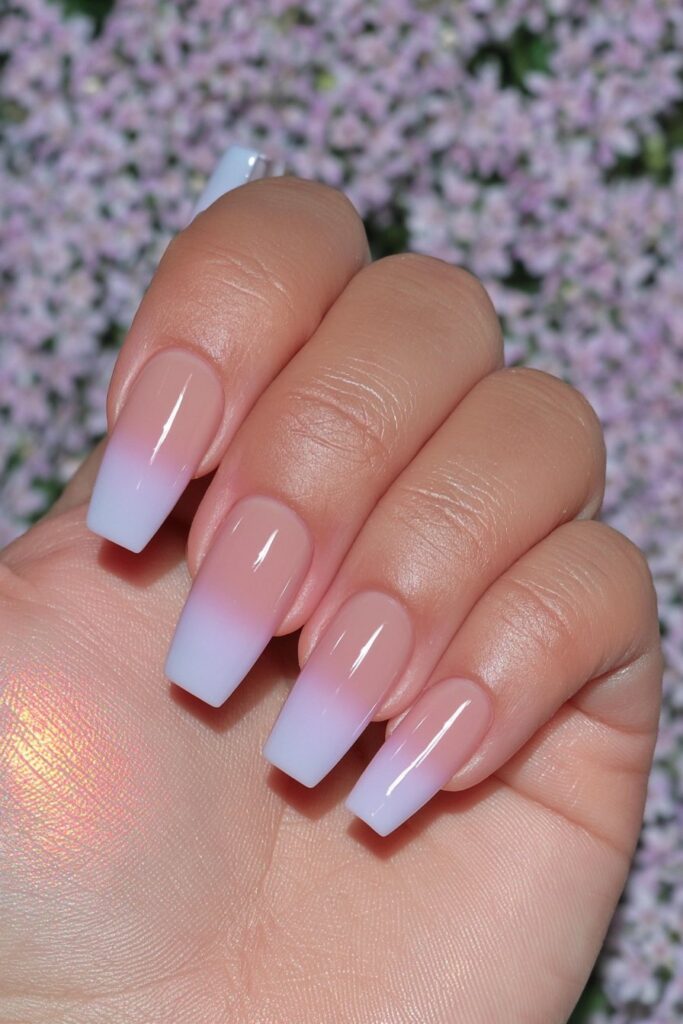 Caramel lilac ombré nails