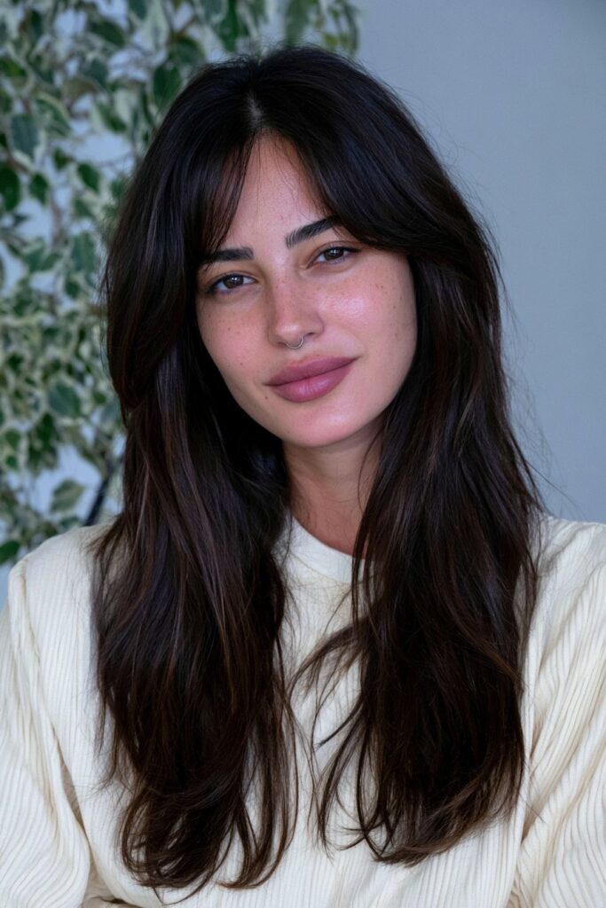 Classic long wolf cut with curtain bangs