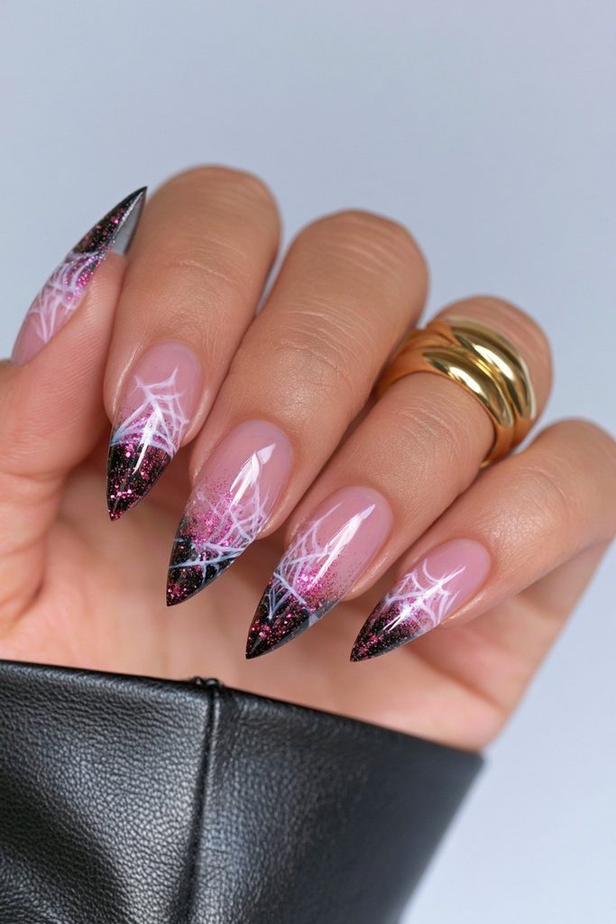 25 Almond Halloween Nails That Are Spooky, Not Over-the-Top 22 Cobweb Lace French Tip Almond Nails
