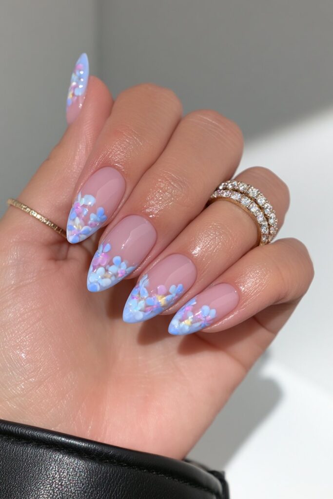22 Blue Jelly Nail Designs for a Sheer, Glassy Manicure 6 Cornflower blue jelly French tips