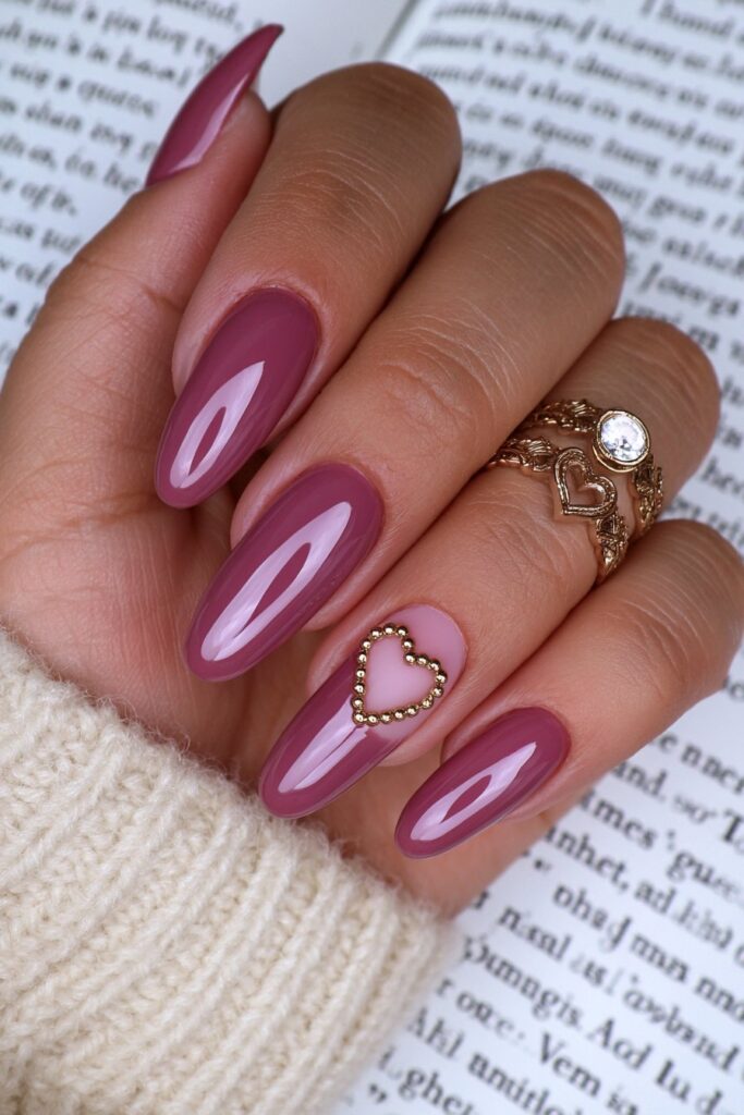 Dark academia burgundy nails