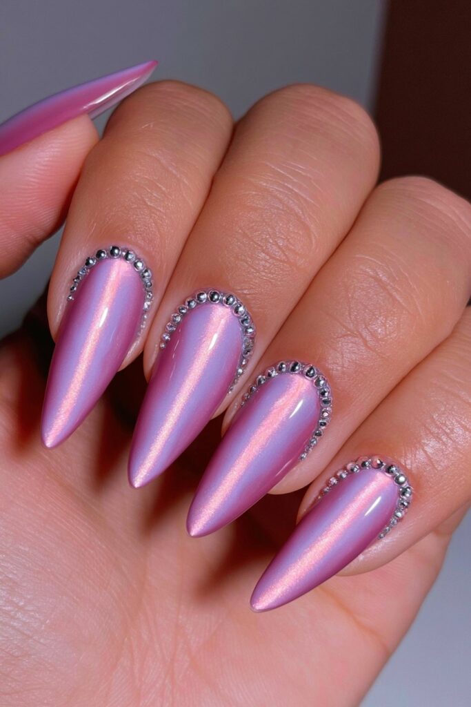 25 Back to School Acrylic Nails for Real Nail Art 21 Plum velvet cat-eye acrylic nails