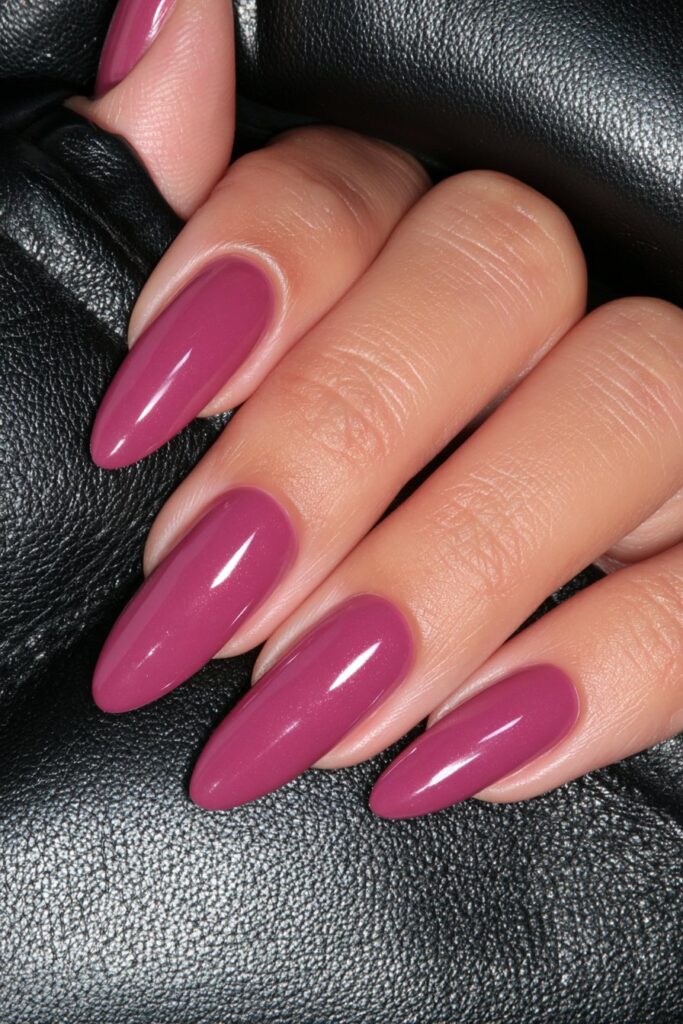 Dark cherry almond nails