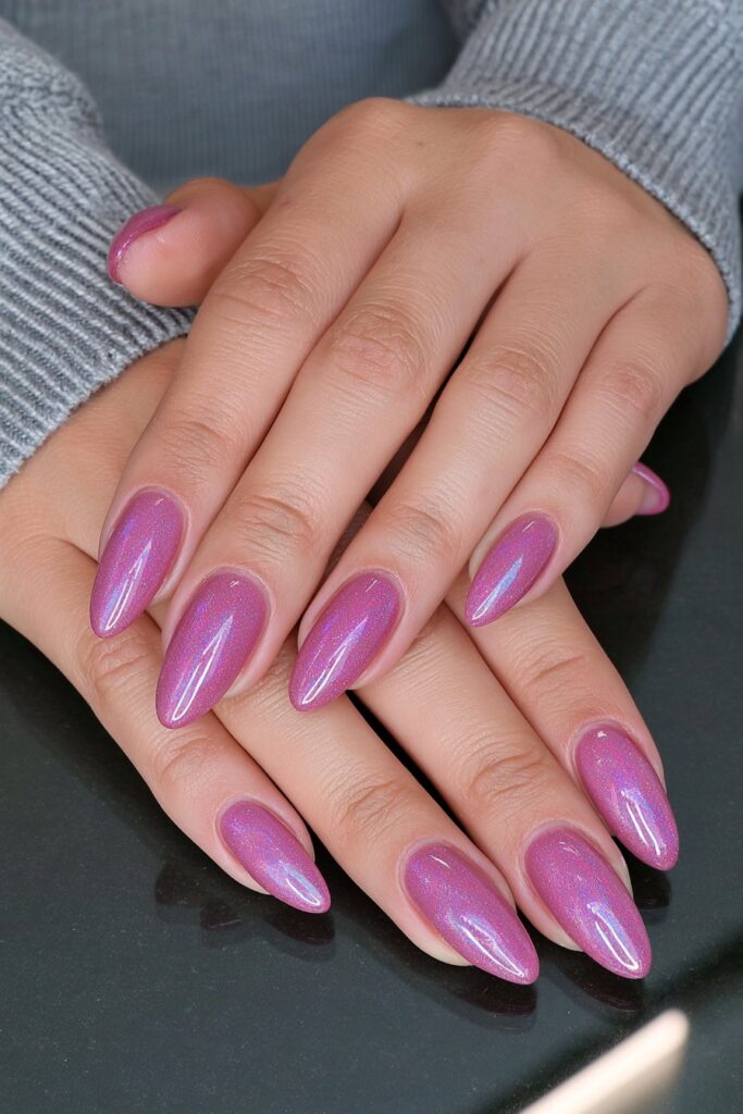 Deep burgundy almond nails