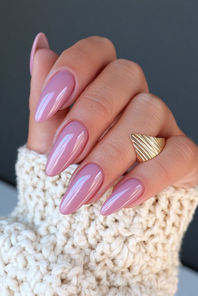 Deep plum almond nails
