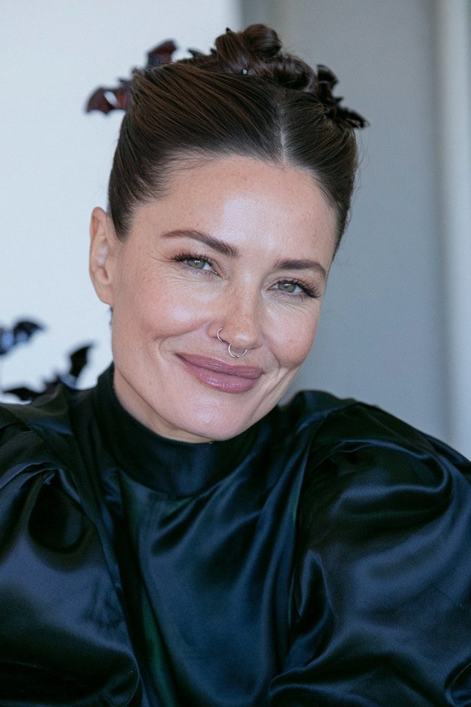Elegant French twist with bat hairpins