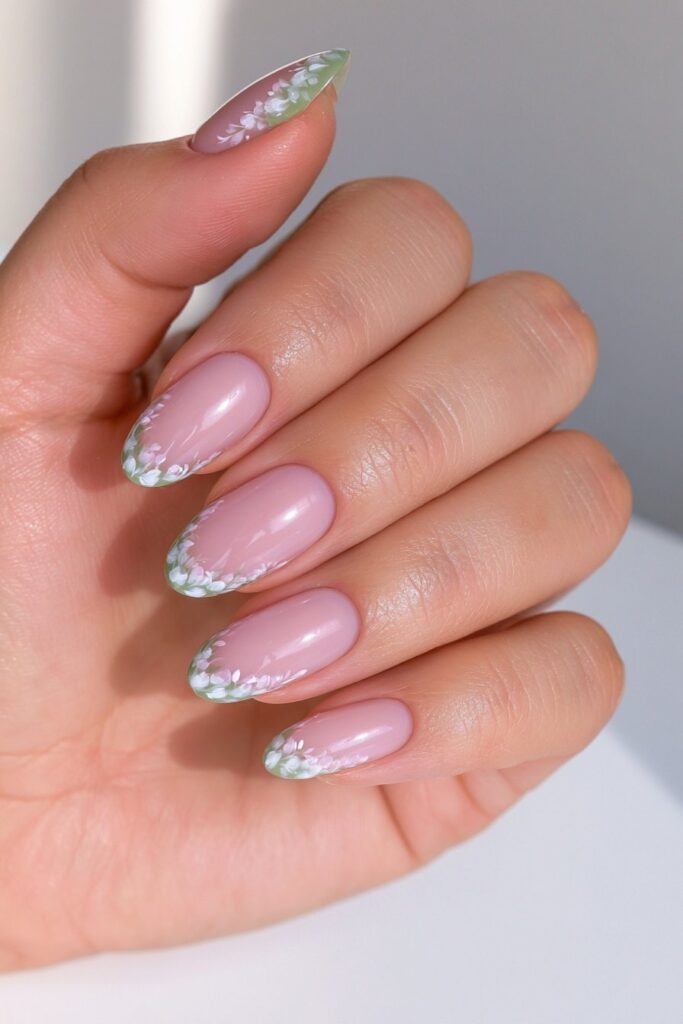 Frosted sage green nails