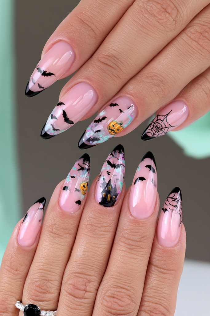 25 Almond Halloween Nails That Are Spooky, Not Over-the-Top 16 Ghost face negative space nails