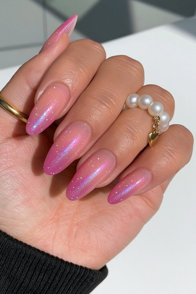 Glazed polka dot nail design