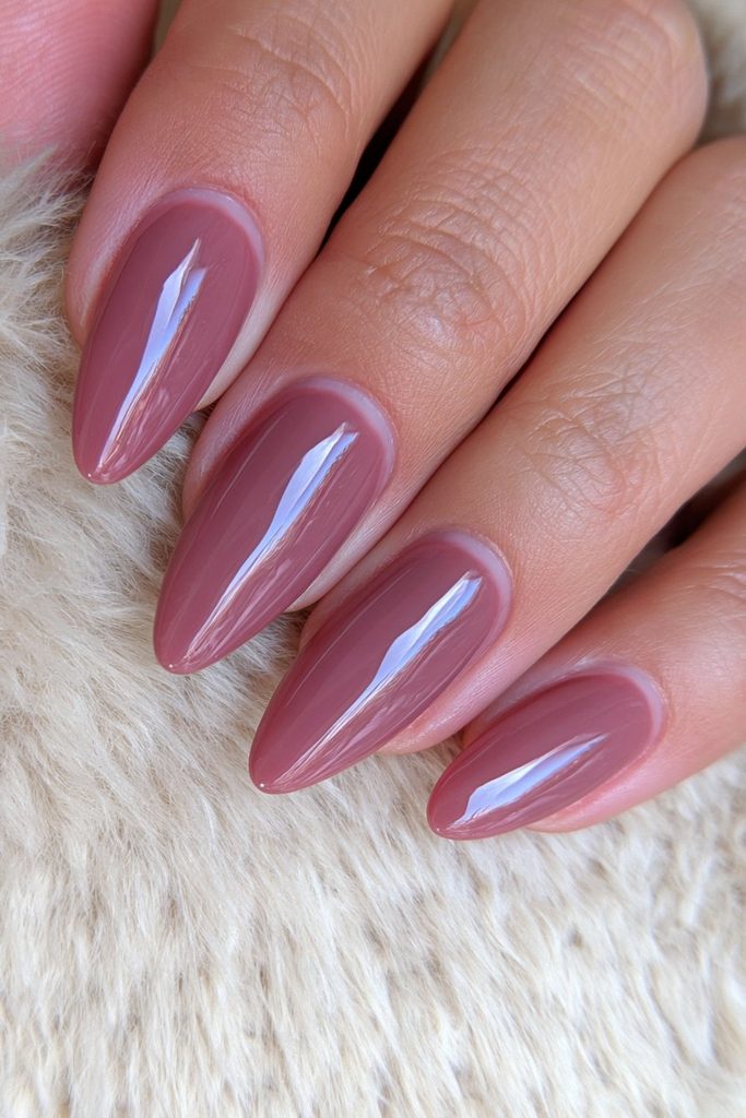 Glossy chocolate brown solid nails with rich creamy shine