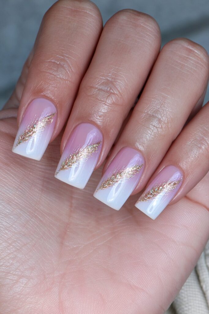 Golden wheat fade nails