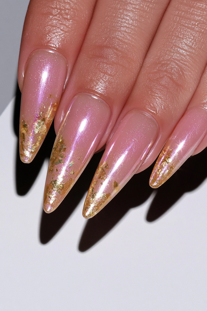 Metallic harvest gold press-on nails with elegant autumn finish