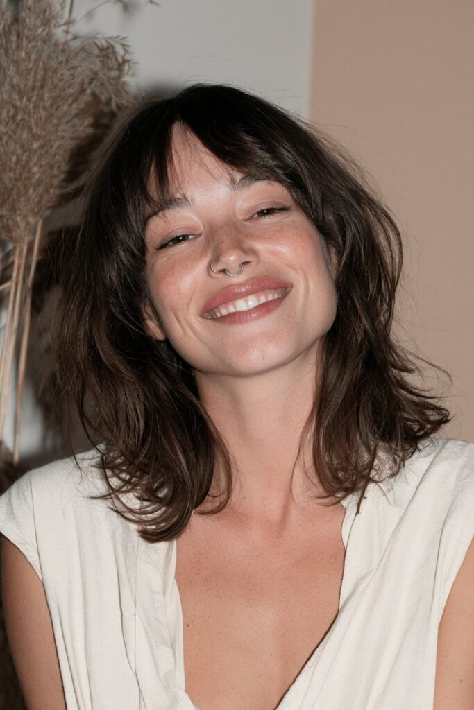Jaw-grazing wolf cut micro bangs