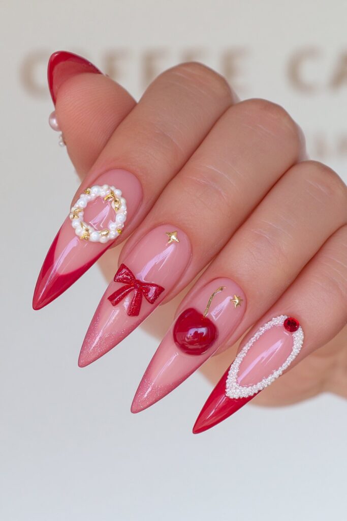 25 Back to School Acrylic Nails for Real Nail Art 11 Long almond glitter apple nails
