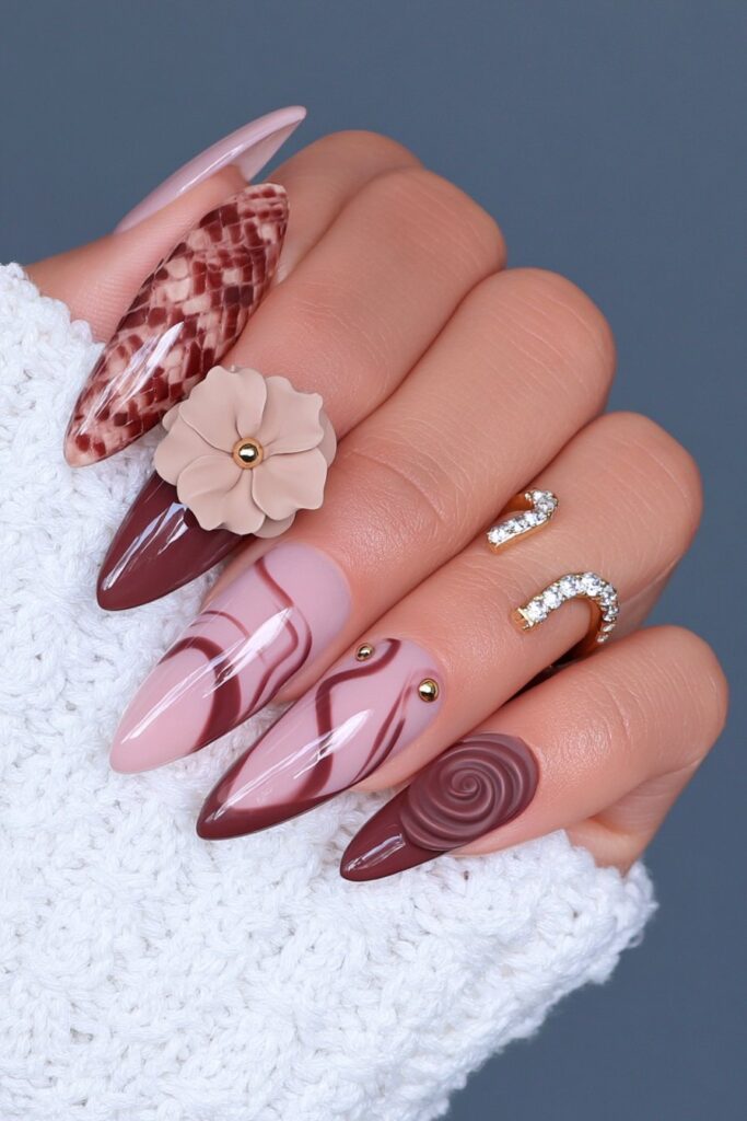 Long espresso brown nails