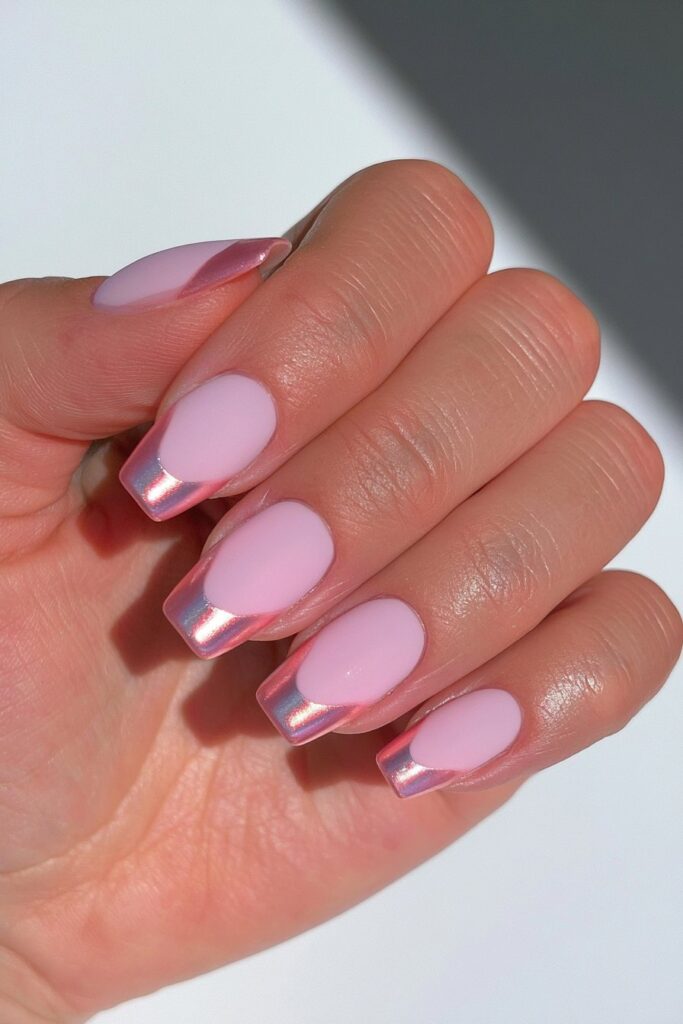 Matte nails with chrome accent