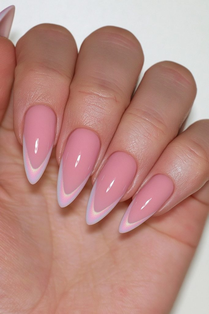 Matte glazed donut nails with soft velvety pearl finish