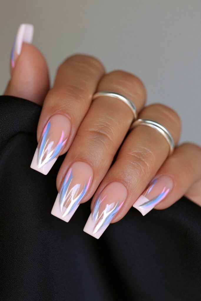 22 Pencil Nail Ideas for the Sharpest, Most Dramatic Point 18 Metallic molten pencil nails