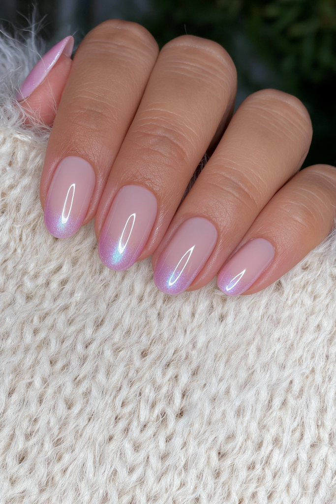 Sheer milky neutral nails with soft elegant Thanksgiving appeal