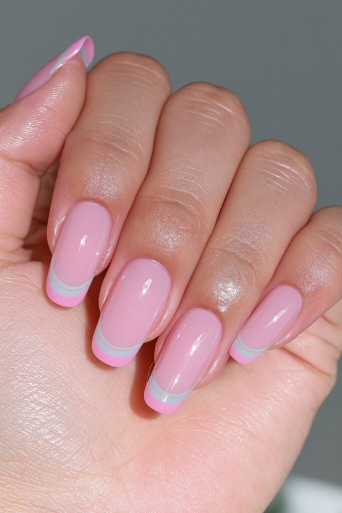 Milky pink double French tips