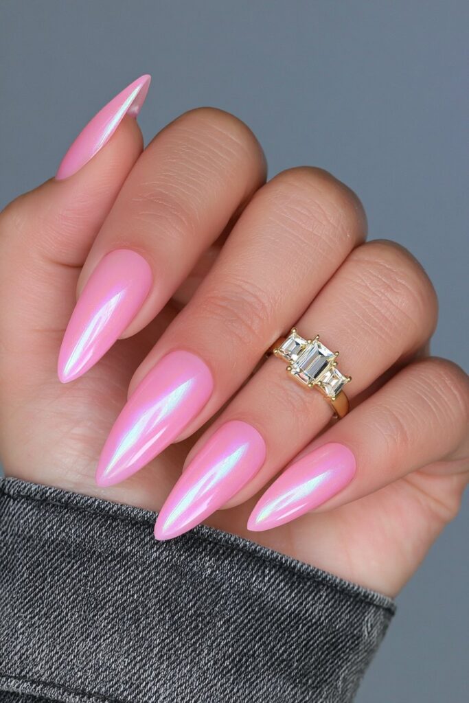 Milky pink glazed nails