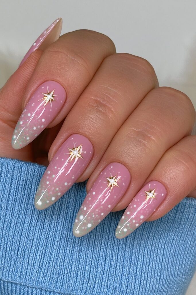 Milky pink polka dot nails