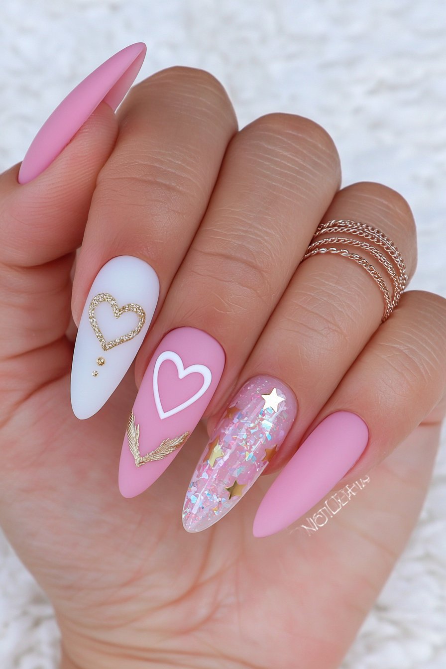 Milky Pink with Heart Sequins and