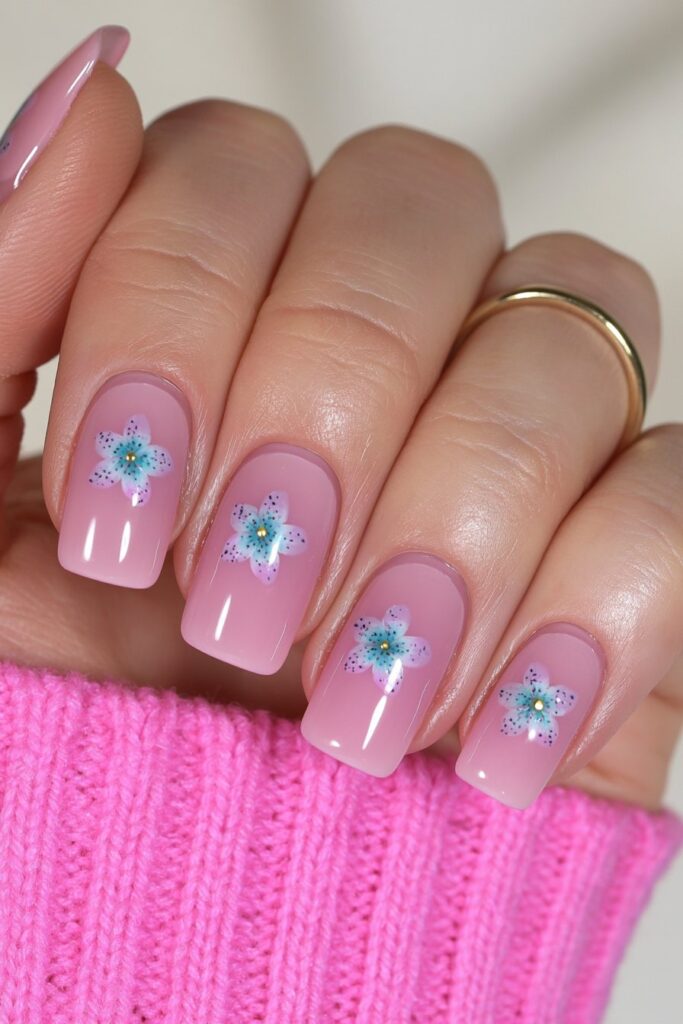 Minimalist single-stem flower nails