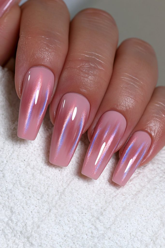 Molten bronze velvet nails with warm metallic dimension