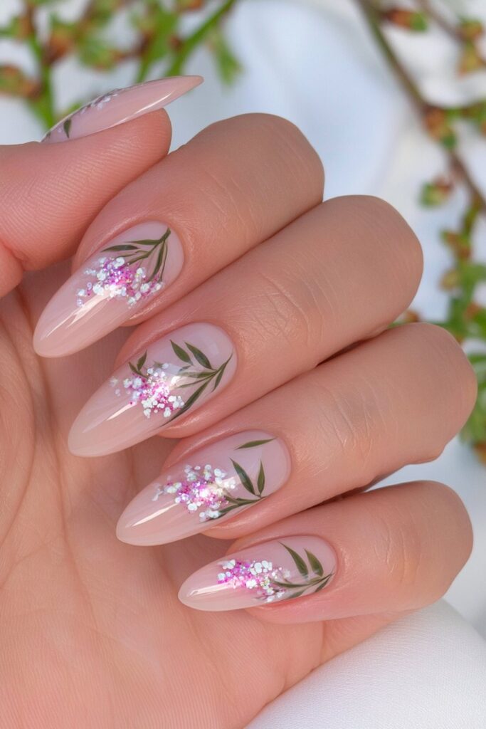 Morning glory floral nails