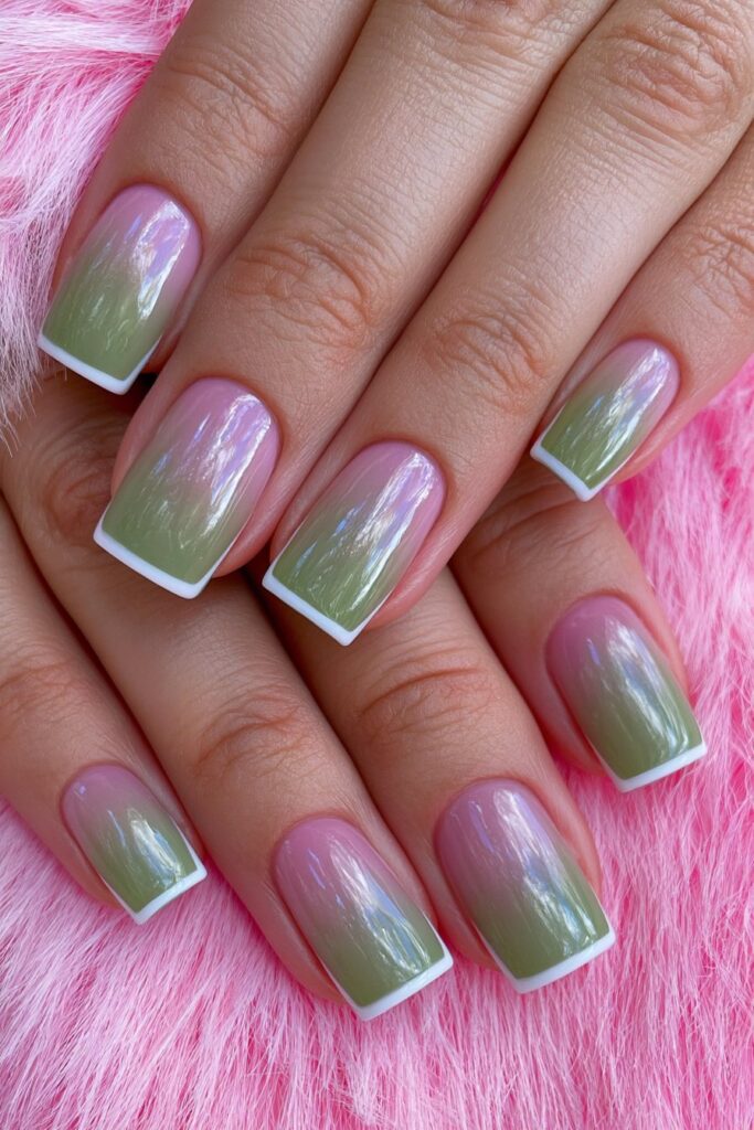 Olive green fall nails