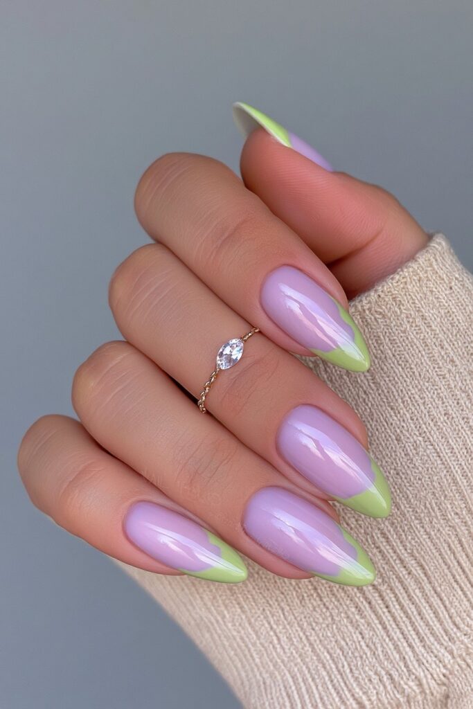 Olive vine French tip nails